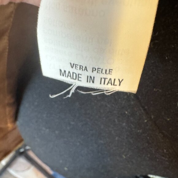 Vintage Chic Peruzzi Italy Caramel Brown Leather Tie Trench Coat Sz Lg - Picture 3 of 13